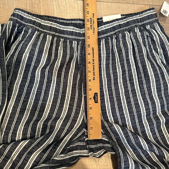 OLD NAVY WOMENS BLUE STRIPE WIDE LEG LINEN PANTS LARGE NEW - Picture 3 of 9
